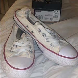 White shoreline slip on Converse